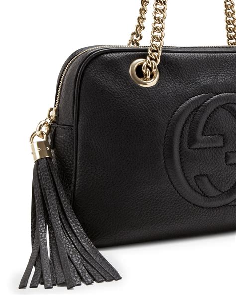 gucci soho leather double chain strap shoulder bag black|cheapest Gucci soho bag.